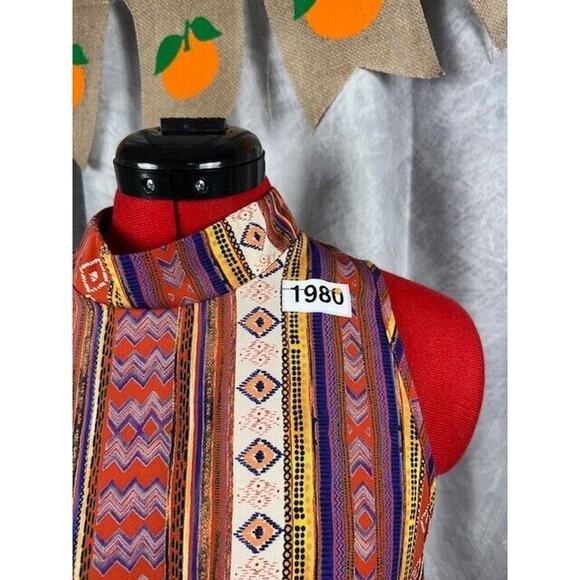Ppla Chalco Swing Dress Sleeveless Halter High Neckline Multicolor Boho Sz M - Picture 4 of 4
